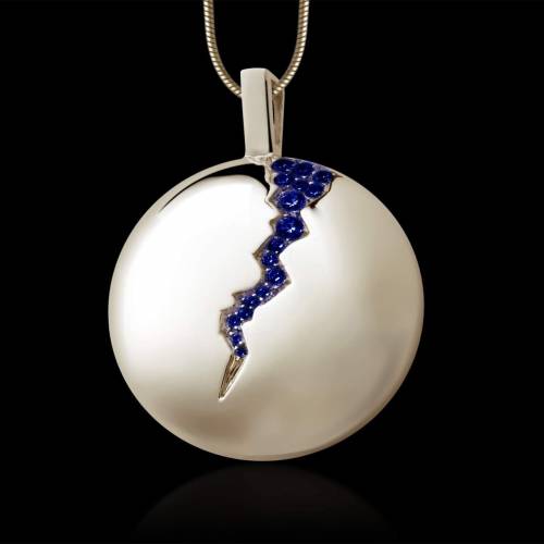 Pendentif pavage saphir bleu en or blanc Quake