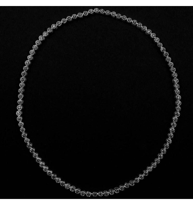 Collier diamant noir 17 carats or blanc Perle de diamants