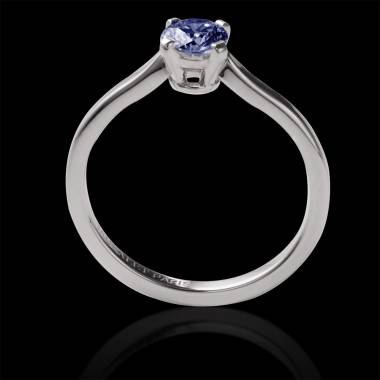 Solitaire saphir bleu rond or blanc Vanessa Solo