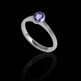 Bague de fiançailles saphir bleu or blanc Ovale Moon Solo