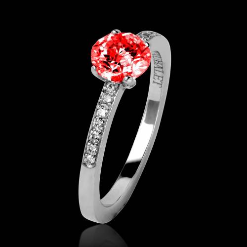 Bague de fiançailles rubis pavage diamant or blanc Judith