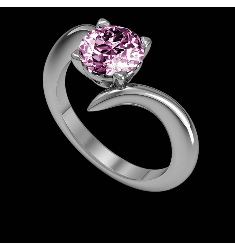 Bague de fiançailles saphir rose or blanc Serpentine