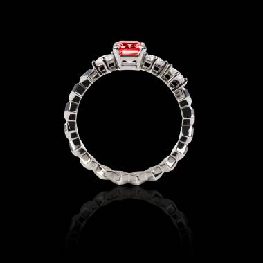 Solitaire rubis pavage diamant or blanc Elsa