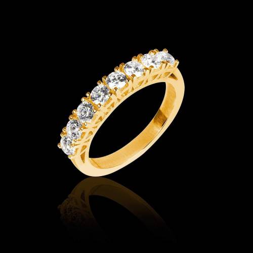 Alliance de mariage pavage diamant 0,6 carat or jaune Ceres