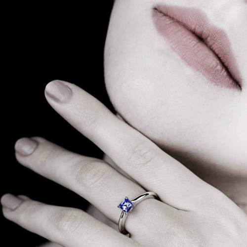 Bague de fiançailles saphir bleu or blanc My Love