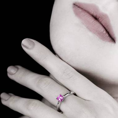 Bague de fiançailles saphir rose or blanc My Love