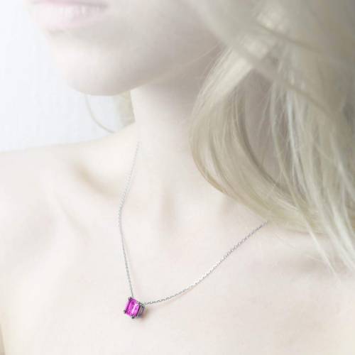 Pendentif saphir rose or blanc Griffe d’amour