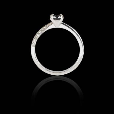 Bague Solitaire diamant noir pavage diamant or blanc Meryem