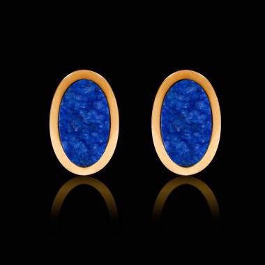 Boutons de manchettes chevalière lapis-lazuli or jaune vermeil 13,4g Ovum