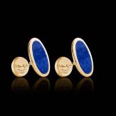 Bouton de manchette chevalière lapis-lazuli or jaune vermeil 13,4g Ellipsis