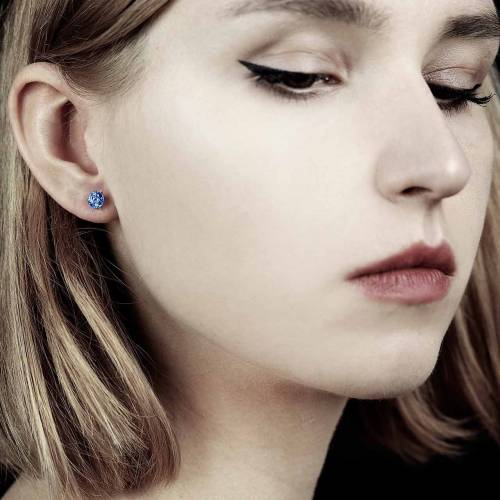 Boucles d’oreilles saphir bleu or blanc Just me