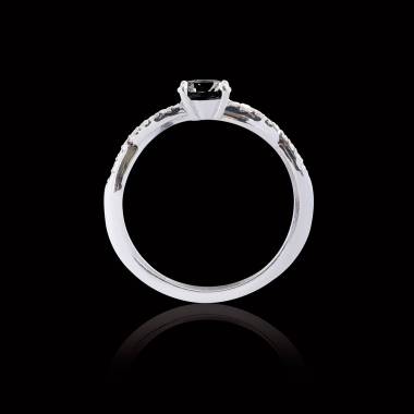 Bague de fiançailles diamant noir pavage diamant or blanc Noémie