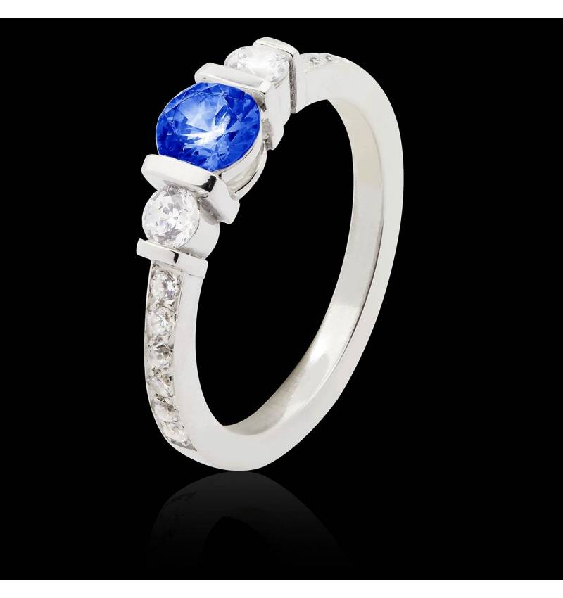 Bague de fiançailles saphir bleu Mila