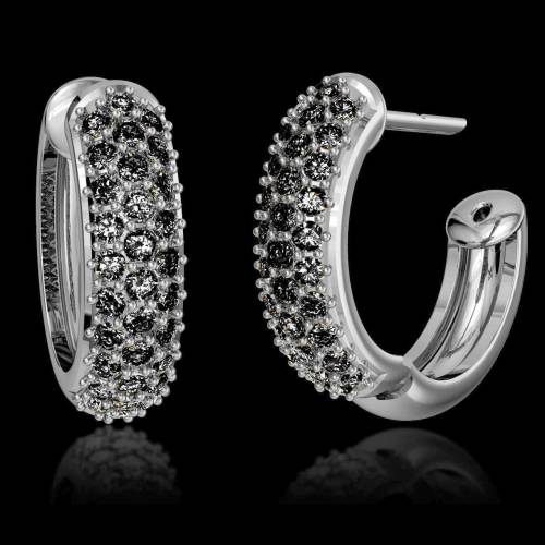 Boucles d’oreilles pavage diamant noir or blanc 18K (7,6g) Mangrove