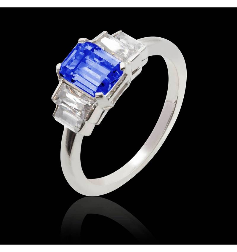 Bague saphir bleu Art Déco