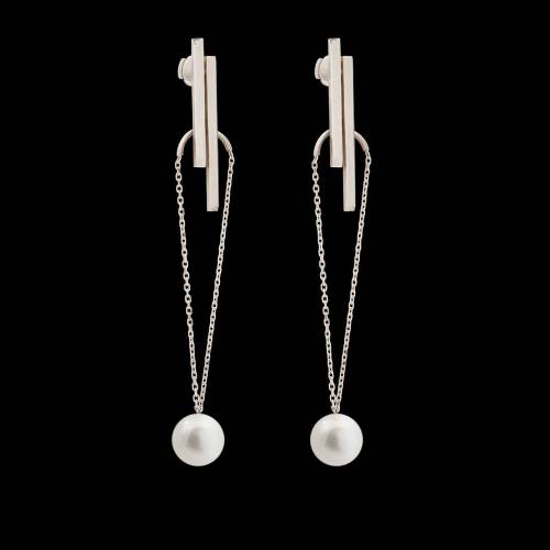 Boucles d'oreilles pendante Art déco perle blanche