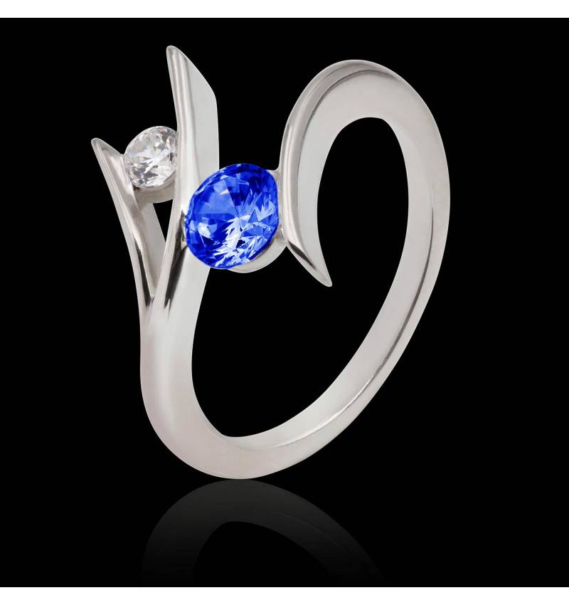 Bague de fiançailles saphir bleu Eva