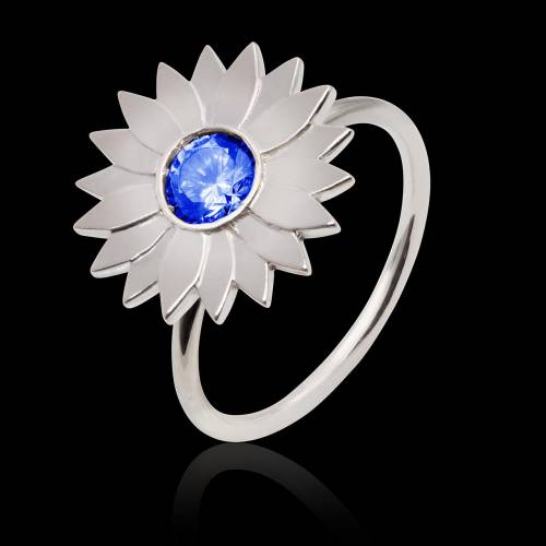 Bague de fiançailles saphir bleu Marguerite Solo