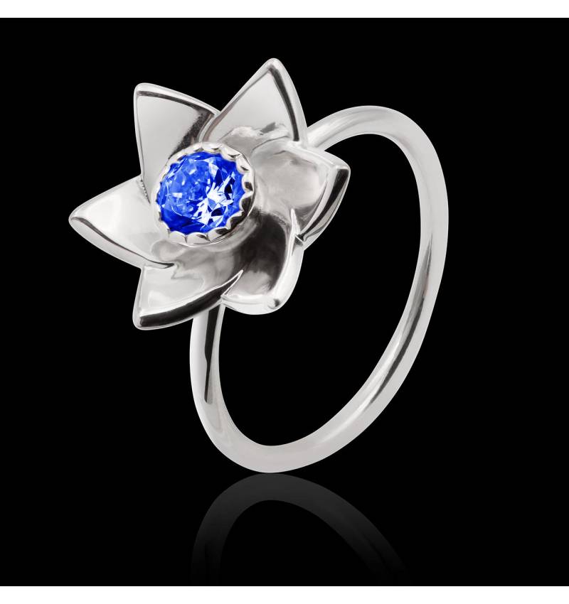 Bague de fiançailles saphir bleu Jonquille solo