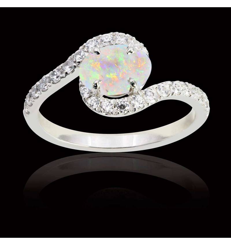 Bague opale blanche Lilou