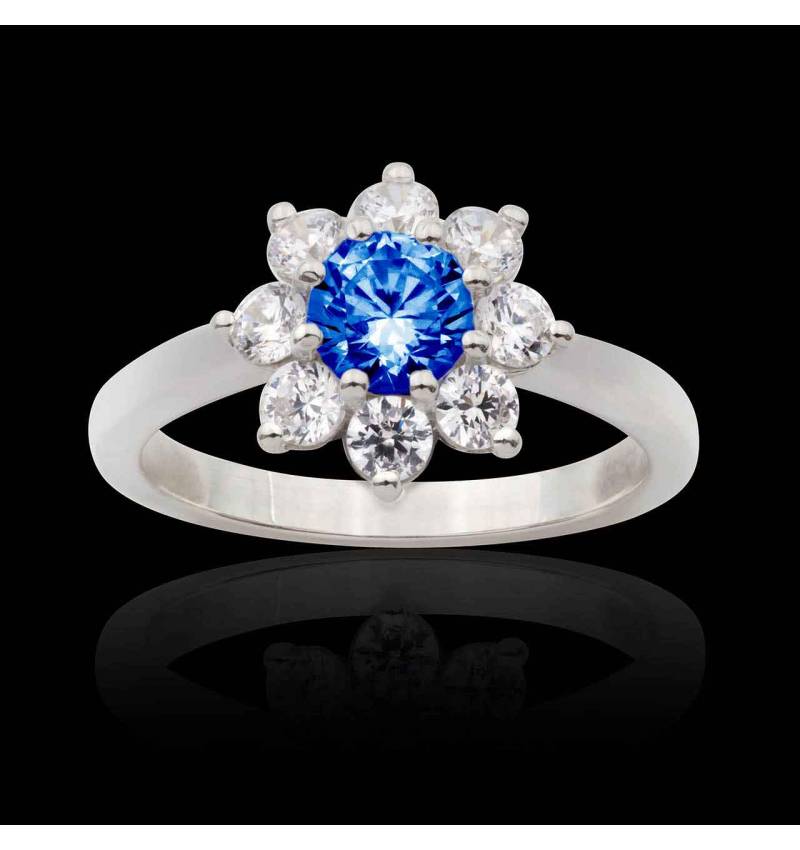 Bague fiançailles saphir bleu Victoria