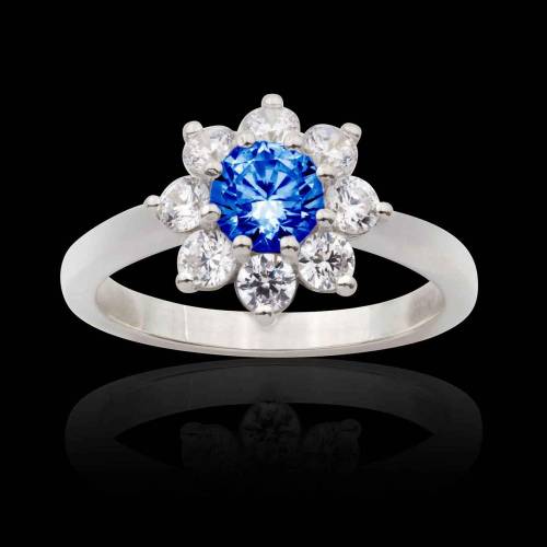 Bague fiançailles saphir bleu Victoria