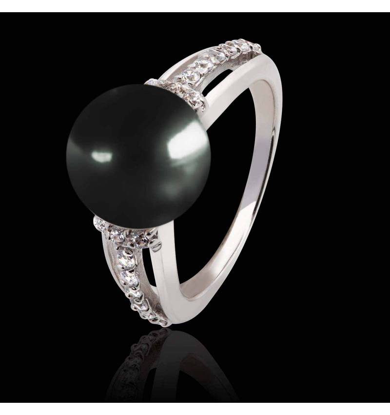 Bague perle Tahiti noir Melina