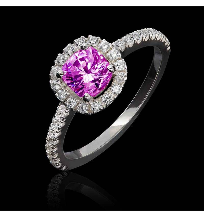 Bague saphir rose-diamants-Alice