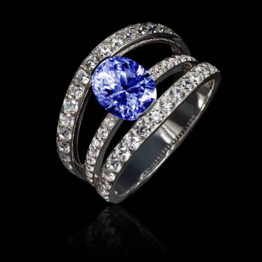 Bague saphir bleu-or blanc-Heloise