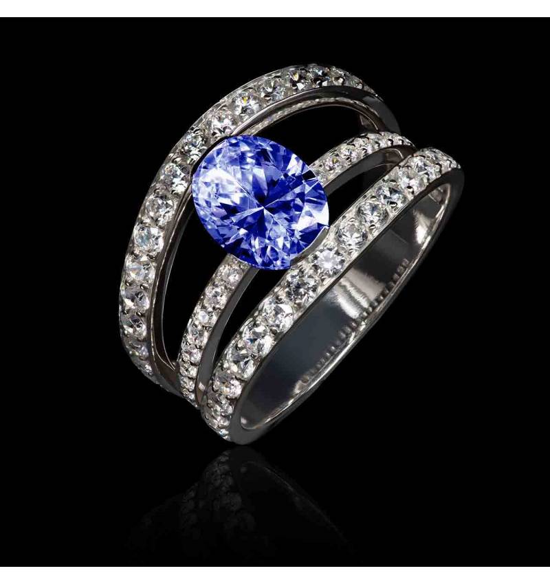 Bague saphir bleu-or blanc-Heloise