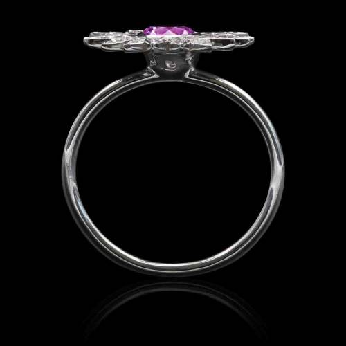 Bague saphir rose- or blanc-diamant-Marguerite