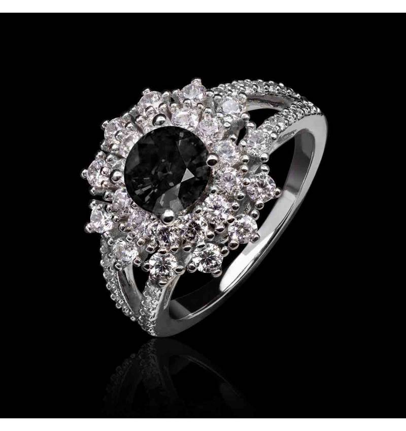 bague- diamant noir-or blanc-gabrielle