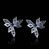 boucles oreilles-saphir bleu-givre