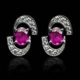 boucles oreilles-saphir rose-or blanc-galaxie