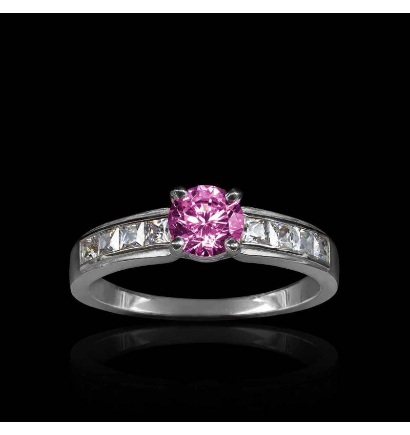 bague saphir rose-or blanc-kelly