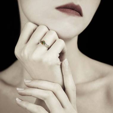 bague opale noire-or blanc-infinie