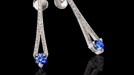 Boucles d’oreilles en saphir bleu de Ceylan